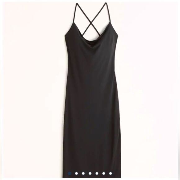 Abercrombie & Fitch Cowl Neck Strappy Midi Dress Black Size MT - Picture 5 of 12
